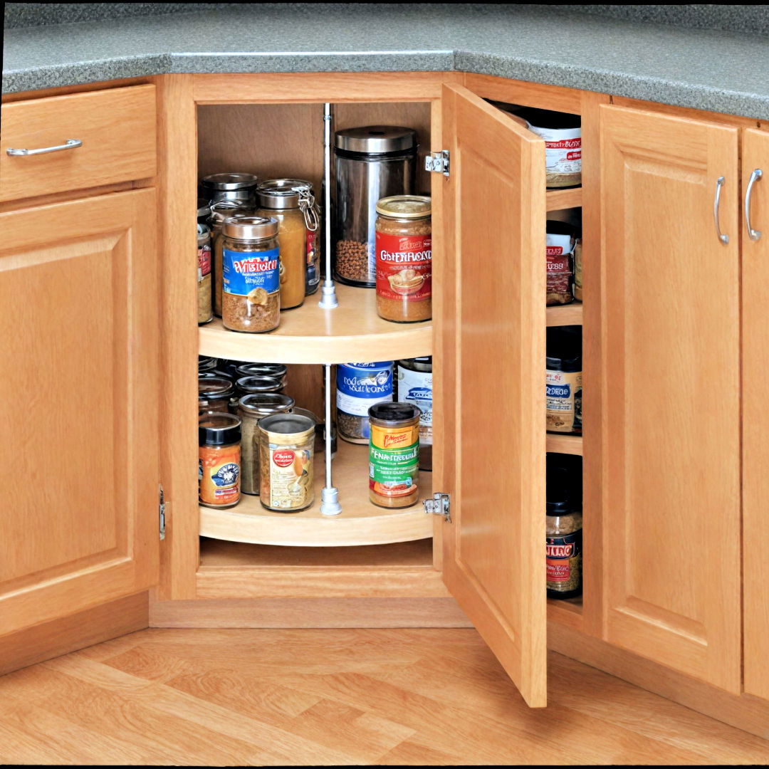 install a lazy susan organizer - 40 Kitchen Organization Ideas