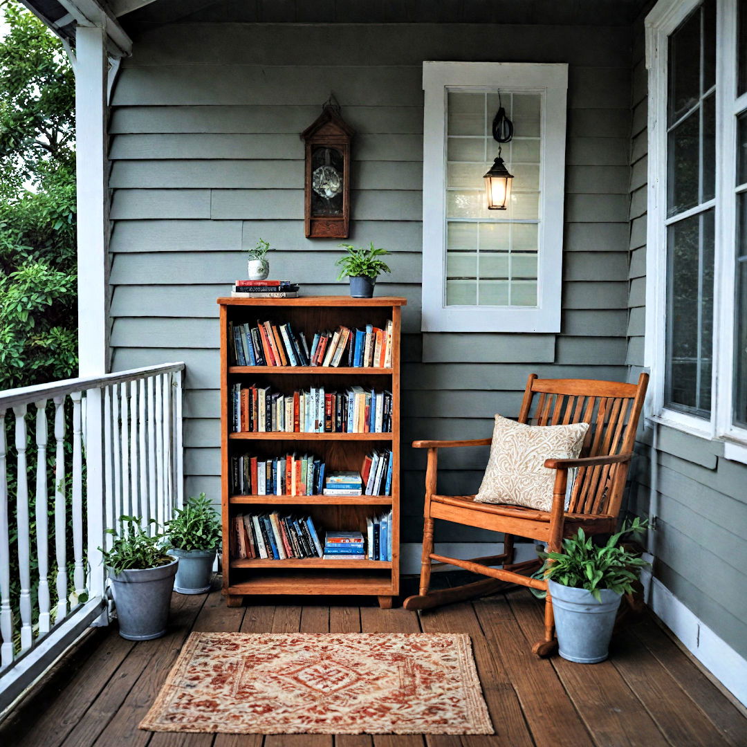 install a mini library on your porch - 40 Front Porch Ideas