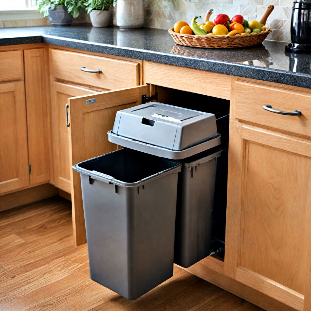 install a pull out trash bin - 40 Kitchen Organization Ideas