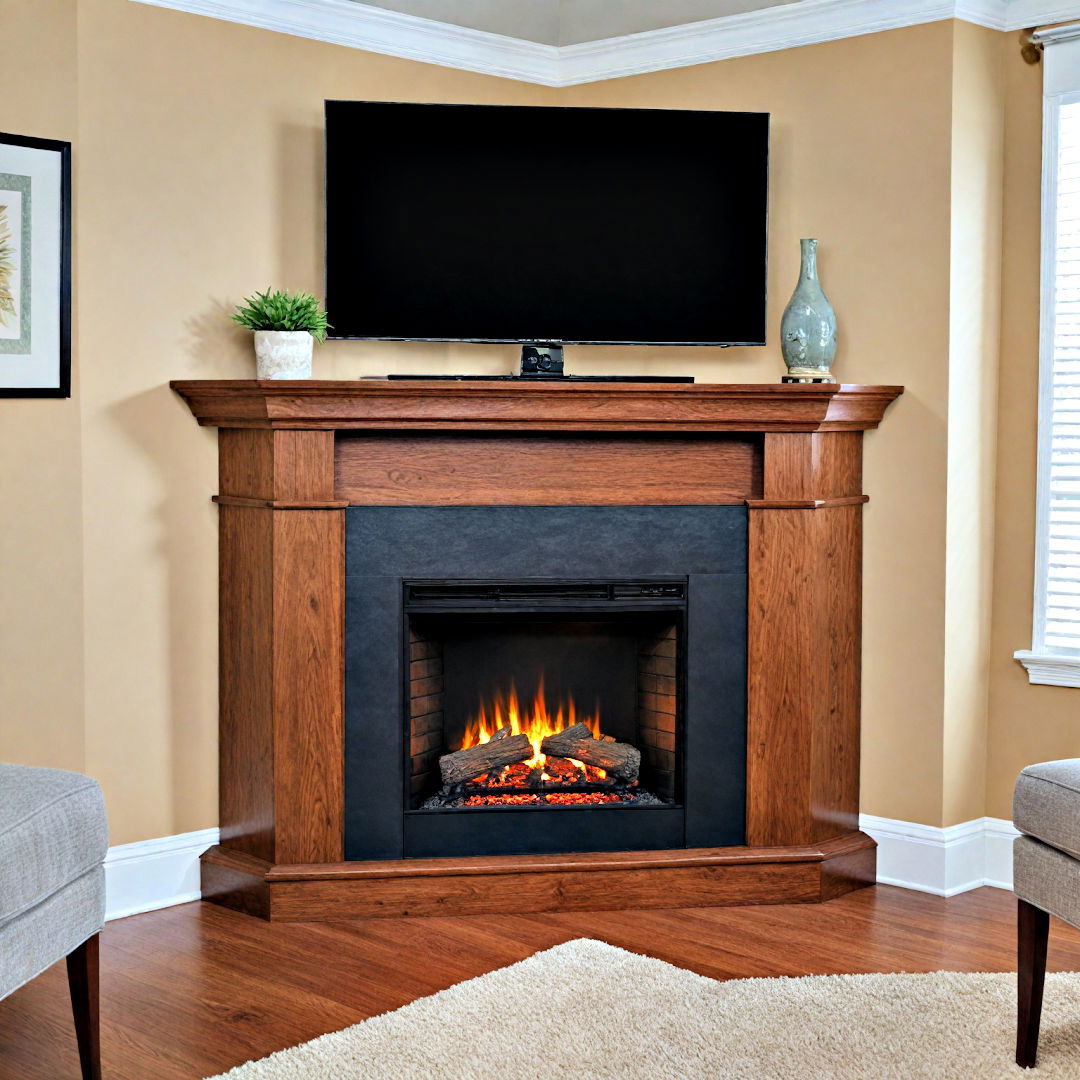 install a tv above the fireplace - 25 Corner Fireplace Ideas