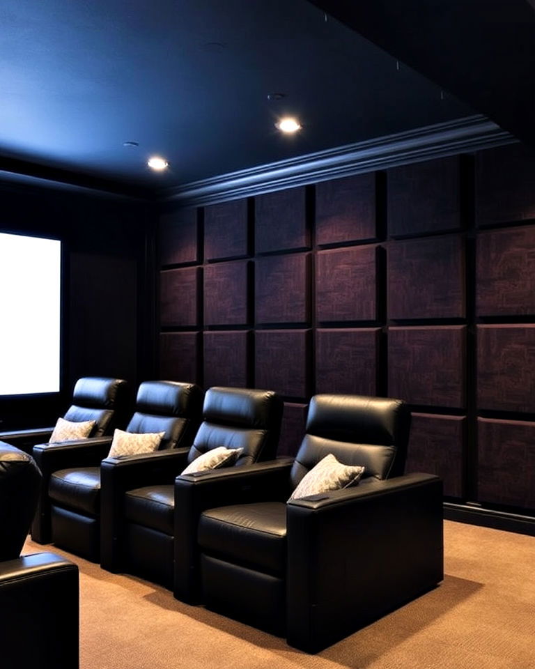 install aesthetic acoustic wall panels - 25 Basement Home Theater Ideas