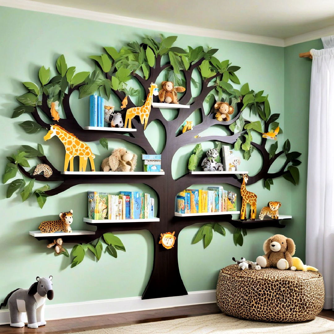 install animal themed bookshelves - 25 Safari Nursery Decor Ideas