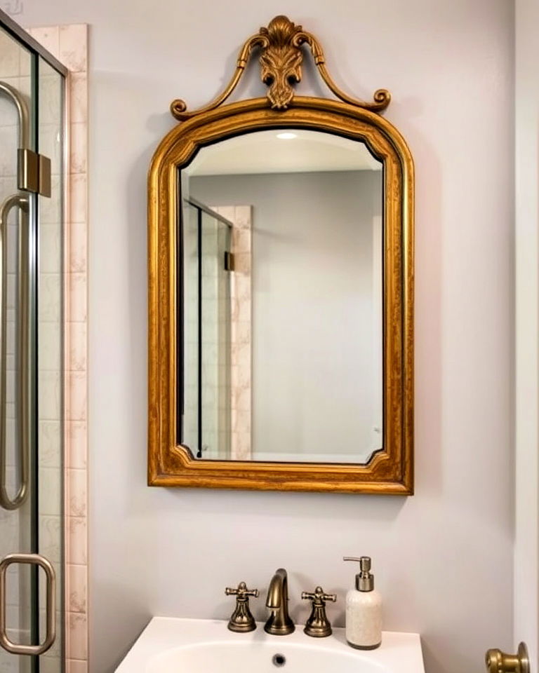 install antique mirror - 25 Rustic Walk-in Shower Ideas