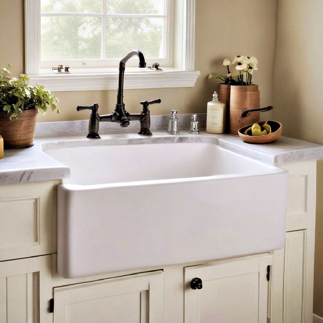 install apron front sink - 40 Farmhouse Bathroom Ideas