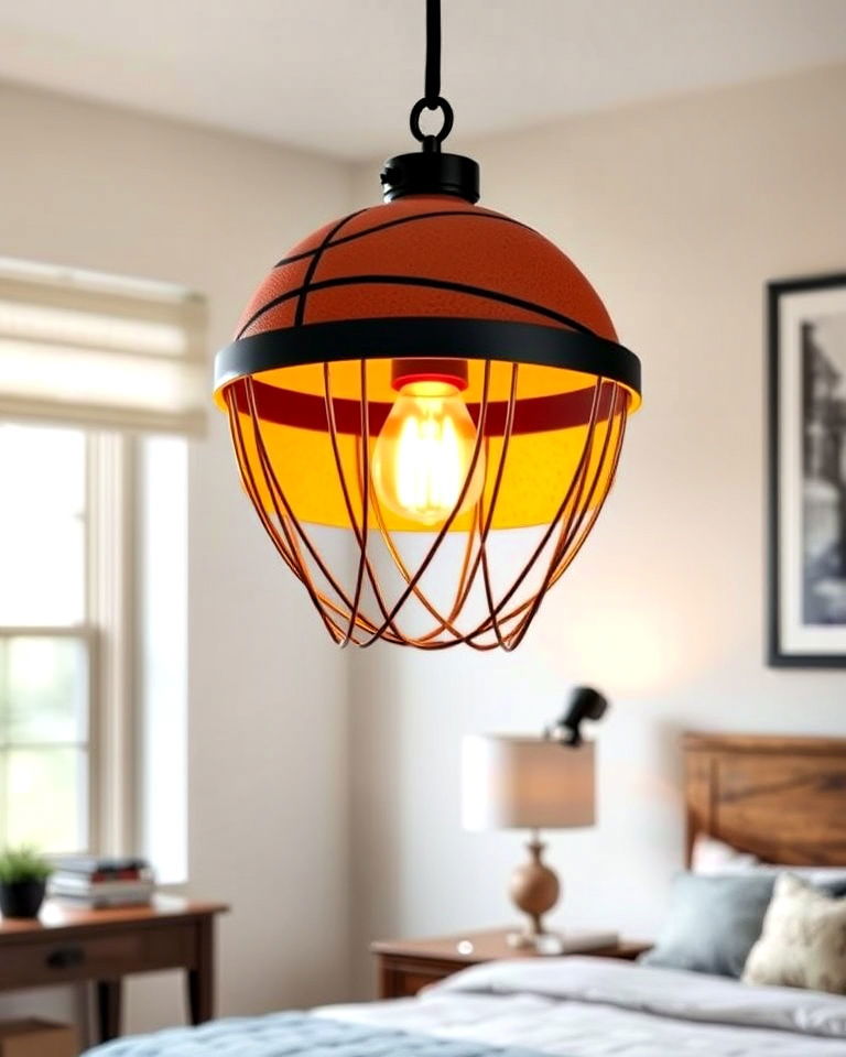 install basketball pendant light - 25 Basketball Room Decor Ideas