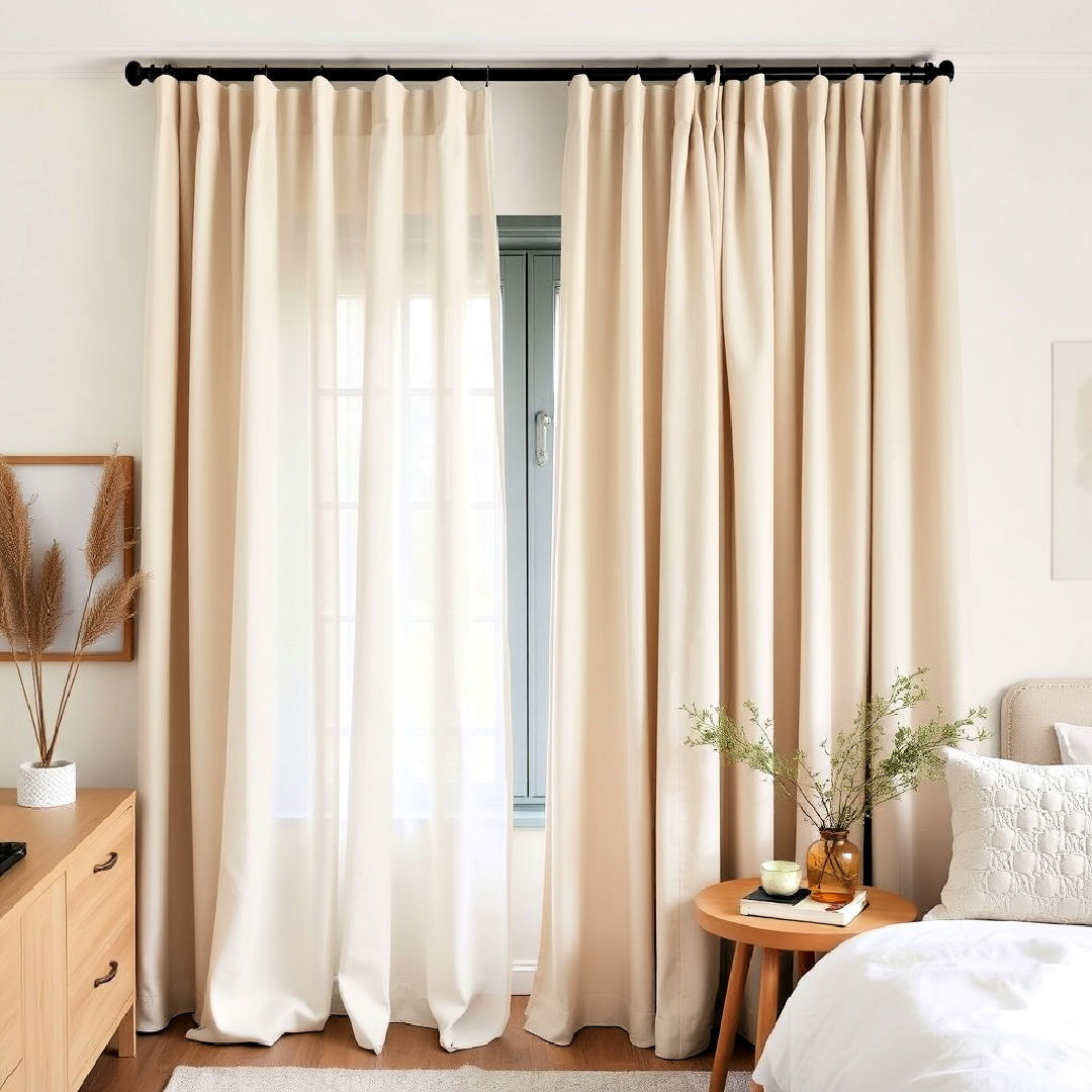 install beige linen curtains - 30 Beige Bedroom Ideas