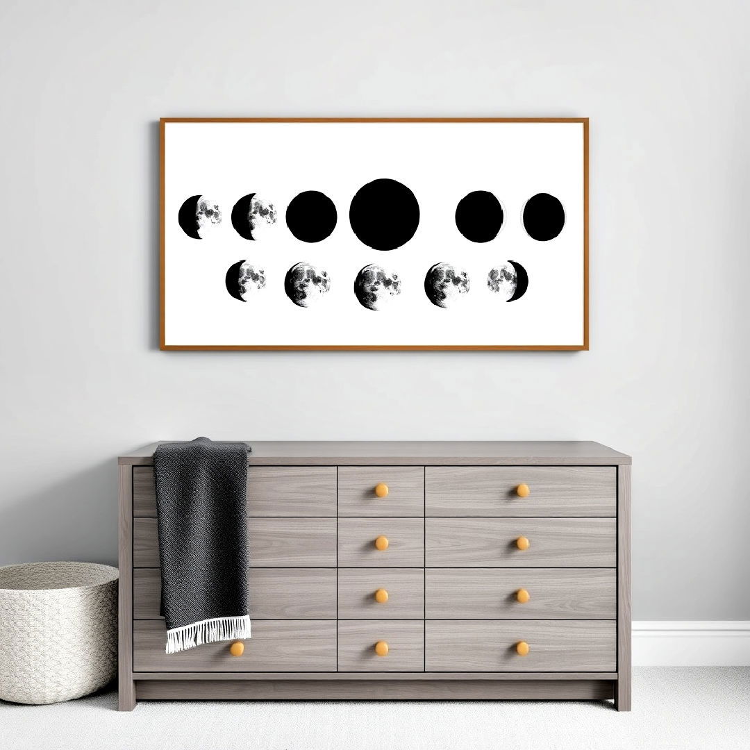 install black and white moon phases wall art - 25 Black and White Nursery Ideas