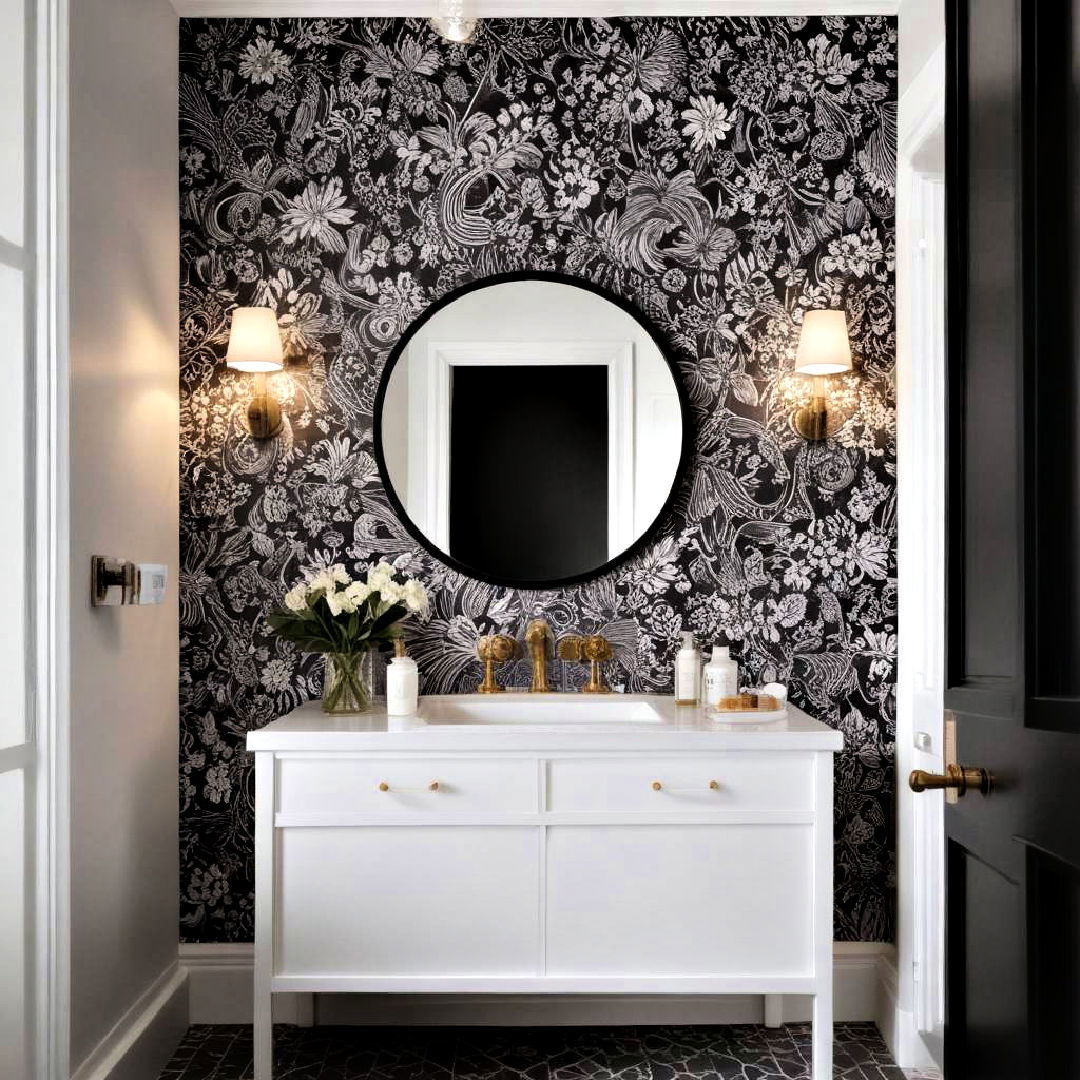 install black and white wallpaper - 40 Black and White Bathroom Ideas