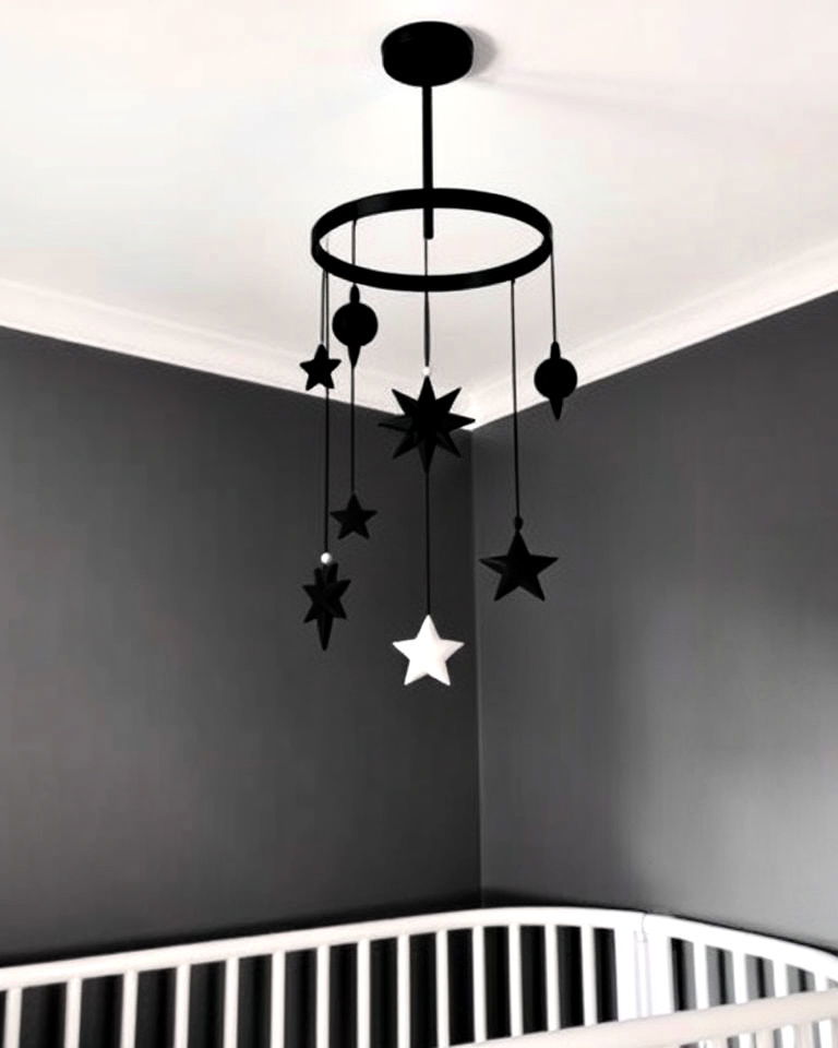 install black ceiling mobile - 25 Black Nursery Ideas