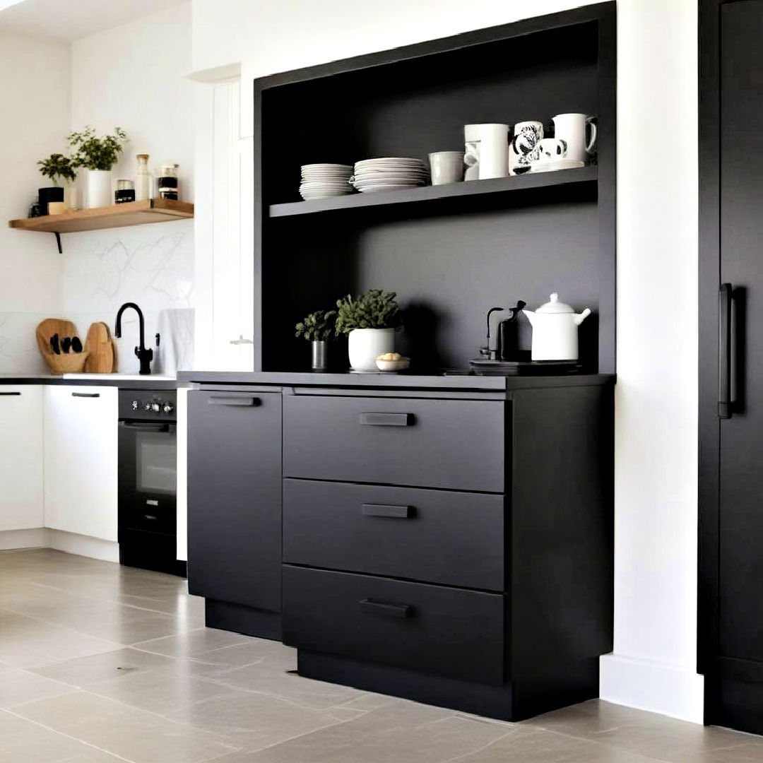 install black drawer pulls - 40 Black Kitchen Ideas
