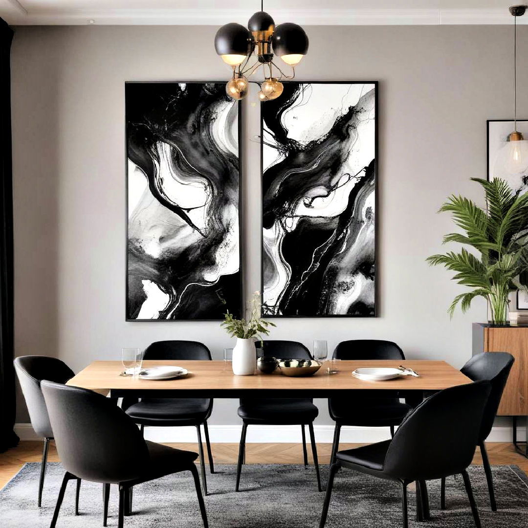 install black wall art - 30 Black Dining Room Ideas