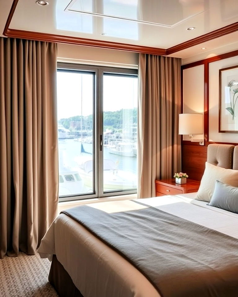 install blackout curtains for privacy - 20 Yacht Bedroom Ideas