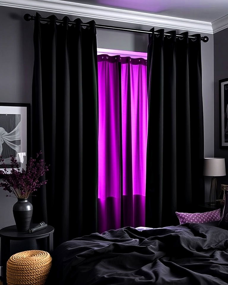 install blackout curtains in bold colors - 30 Baddie Room Ideas