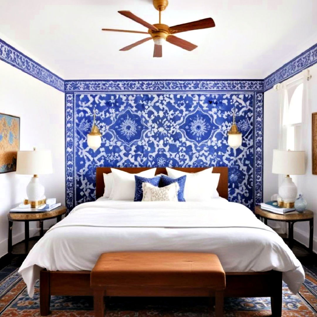install blue and white moroccan tiles - 40 Blue Bedroom Ideas