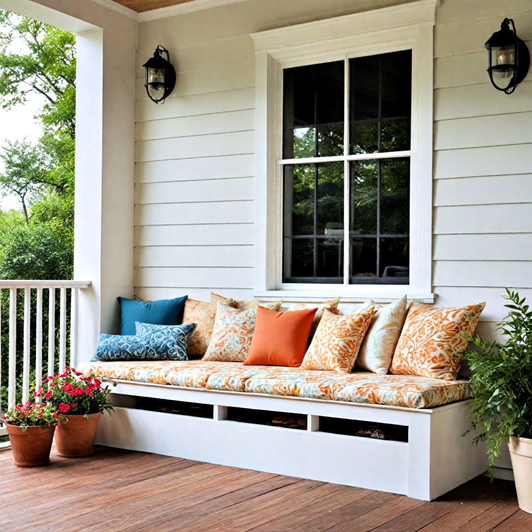 install built in bench - 40 Front Porch Ideas