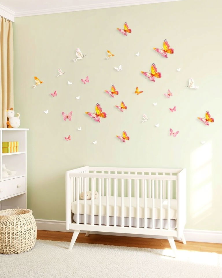 install butterfly and bird wall decals - 20 Nature Themed Nursery Ideas