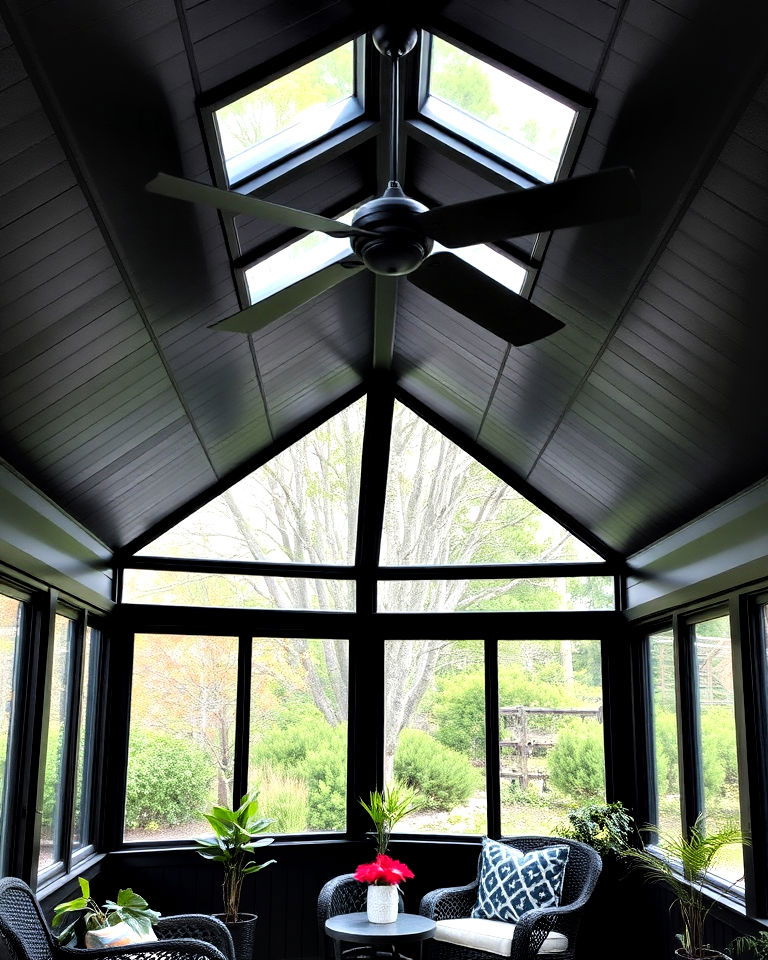 install ceiling fan - 20 Black Sunroom Ideas