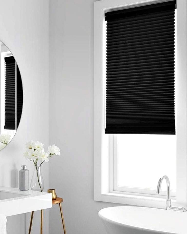 install cellular shades with blackout option - 30 Bathroom Window Treatment Ideas