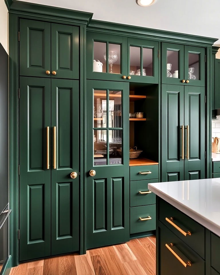 install dark green pantry doors - 40 Dark Green Kitchen Ideas