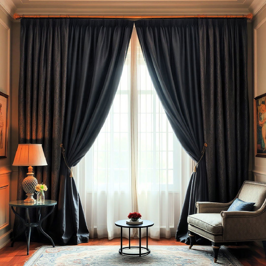 install dark heavy drapery - 25 Steampunk Interior Design Ideas