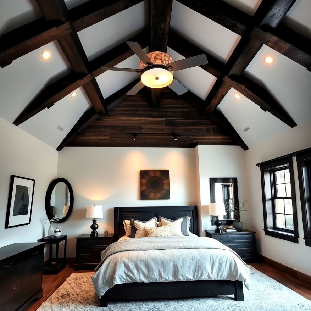 install dark wood ceiling beams - 20 Dark Wood Bedroom Ideas