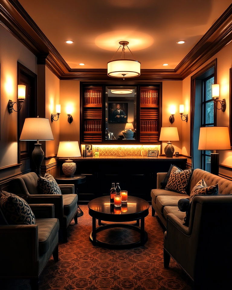 install dimmable mood lighting - 20 Cigar Room Ideas