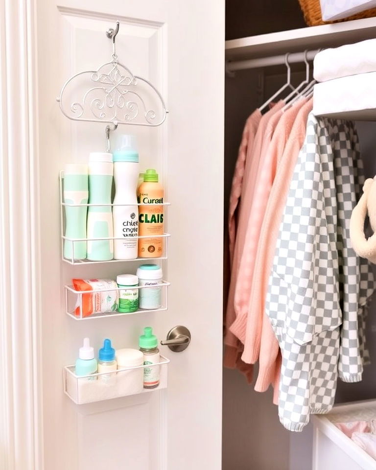 install door mounted storage rack - 25 Nursery Closet Ideas