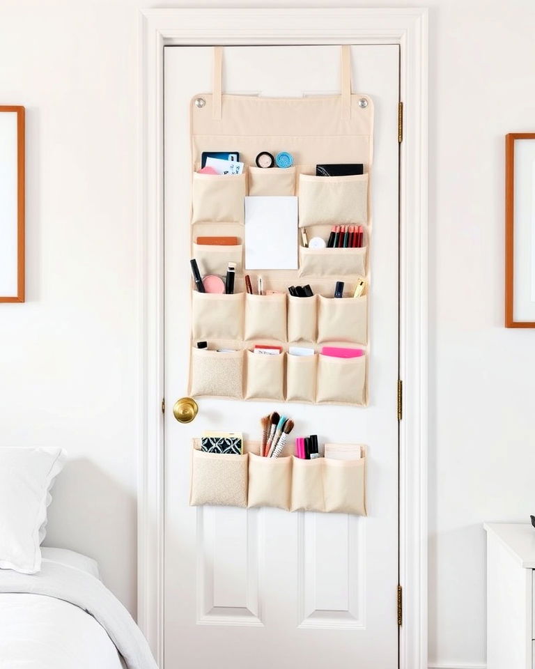 install door organizer with pockets - 25 Bedroom Door Decorating Ideas
