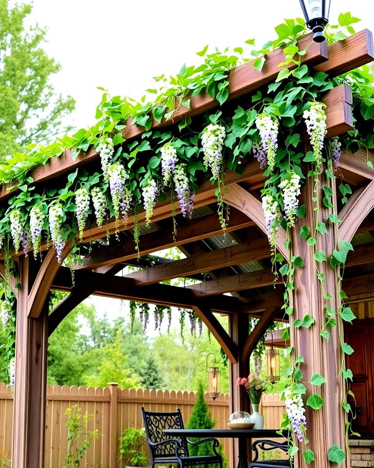 install farmhouse pergola with draping vines - 20 Farmhouse Garden Ideas