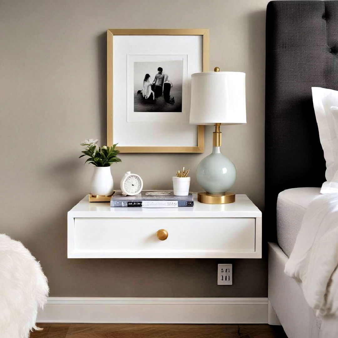 install floating nightstand - 25 Small Guest Bedroom Ideas