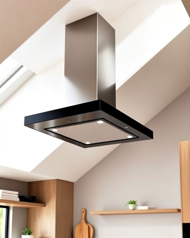 install floating range hood - 20 Sloped Ceiling Kitchen Ideas