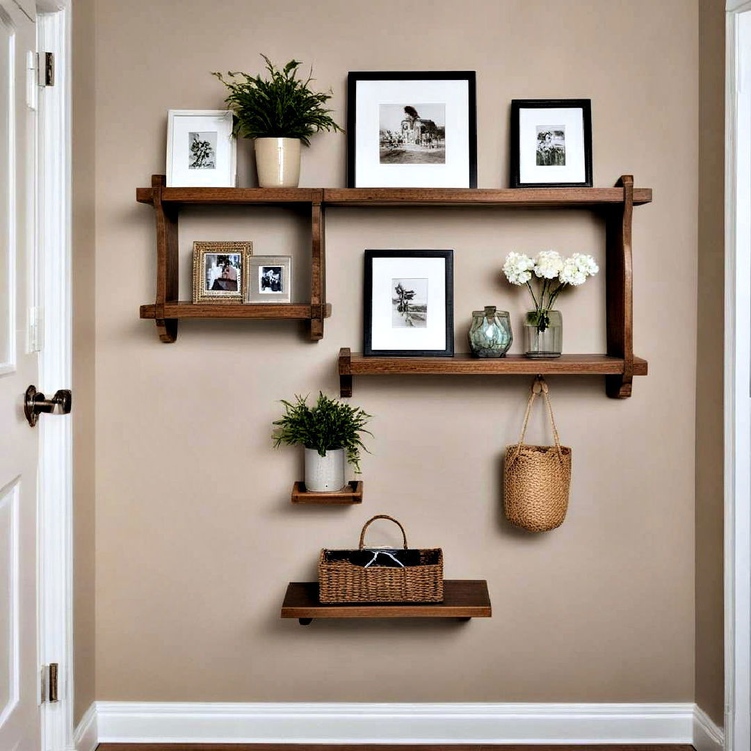 install floating shelves - 40 Small Entryway Ideas