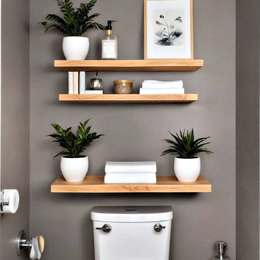 install floating shelves - 25 Over Toilet Storage Ideas