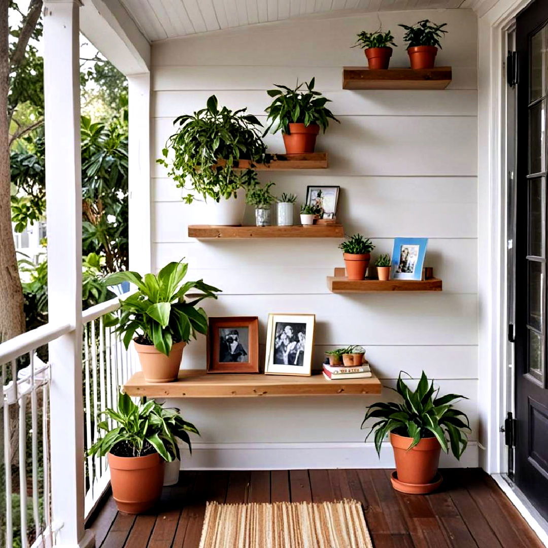 install floating shelves - 35 Three Season Porch Ideas