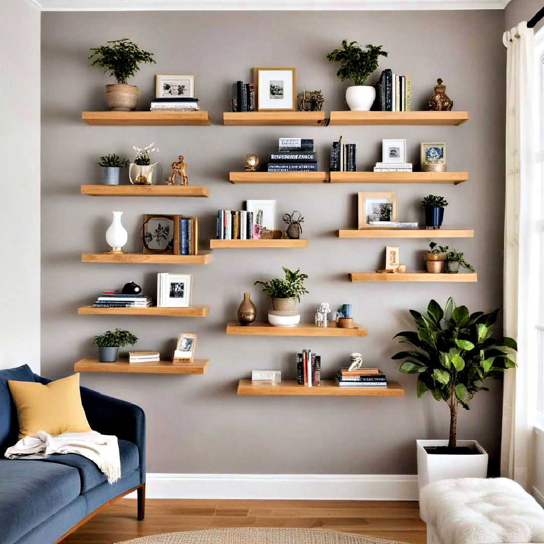 install floating shelves - 40 Living Room Ideas