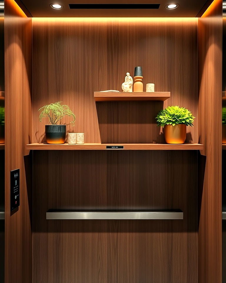 install floating shelves in elevator - 25 Elevator Design Ideas