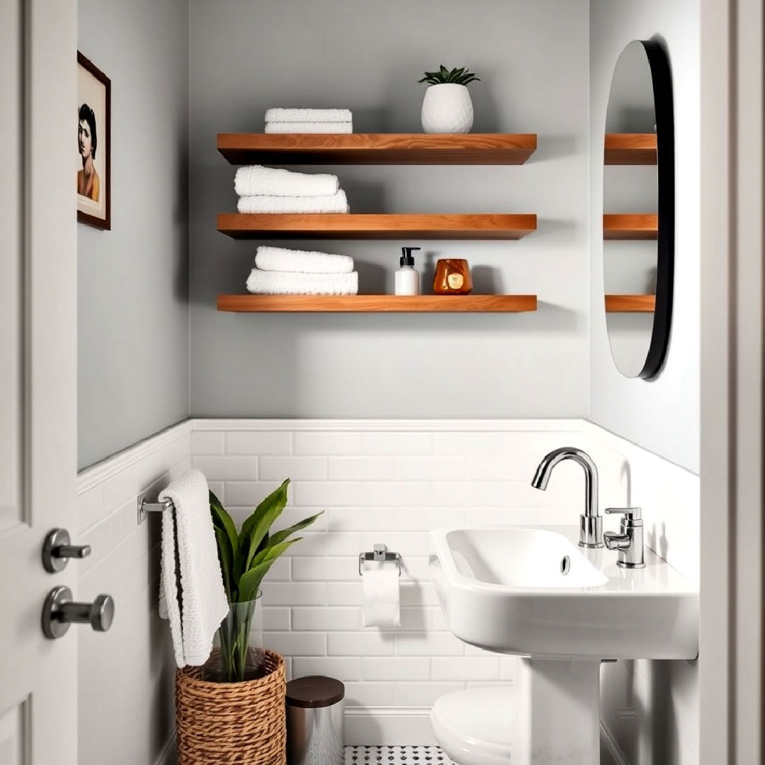 install floating shelves - 20 Hallway Bathroom Ideas