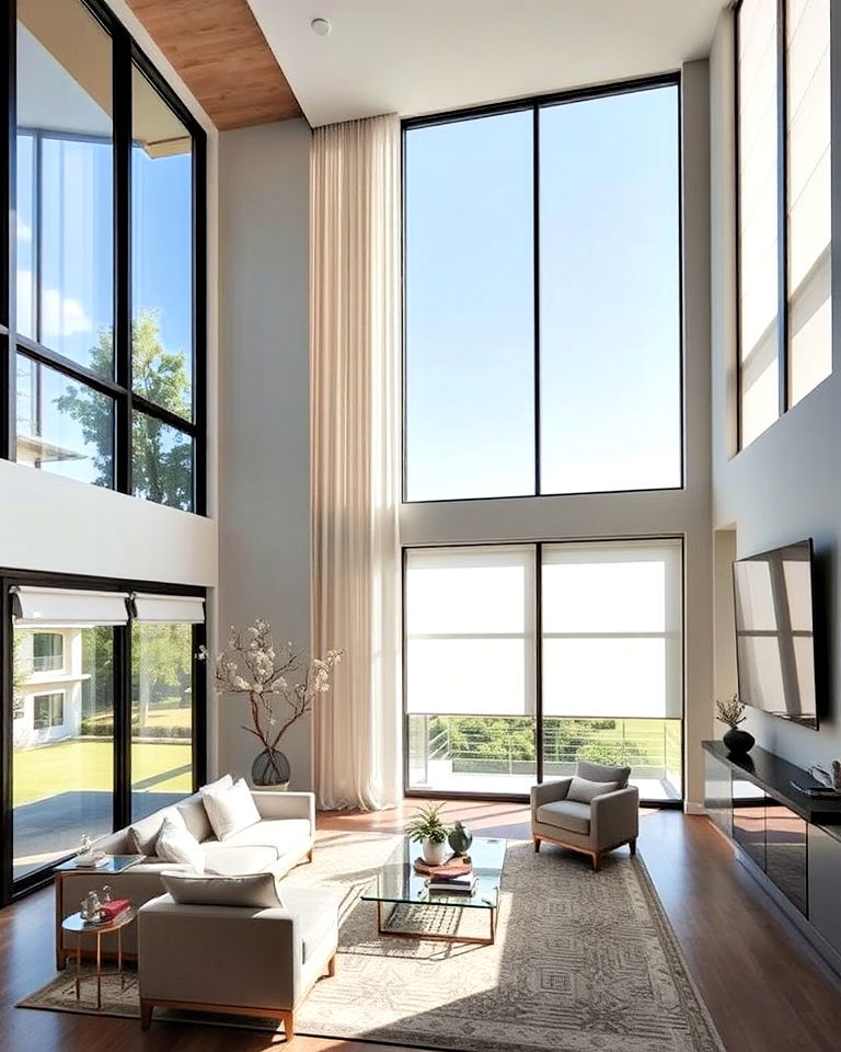 install floor to ceiling windows - 25 High Ceiling Living Room Ideas