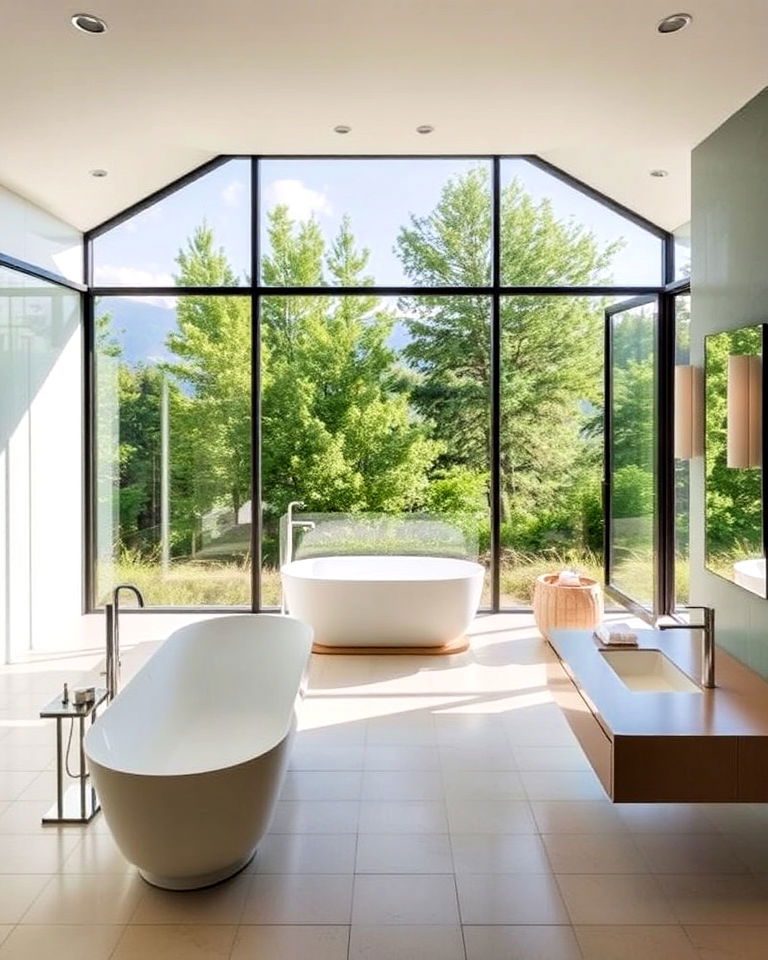 install floor to ceiling windows - 30 Open Concept Bathroom Ideas