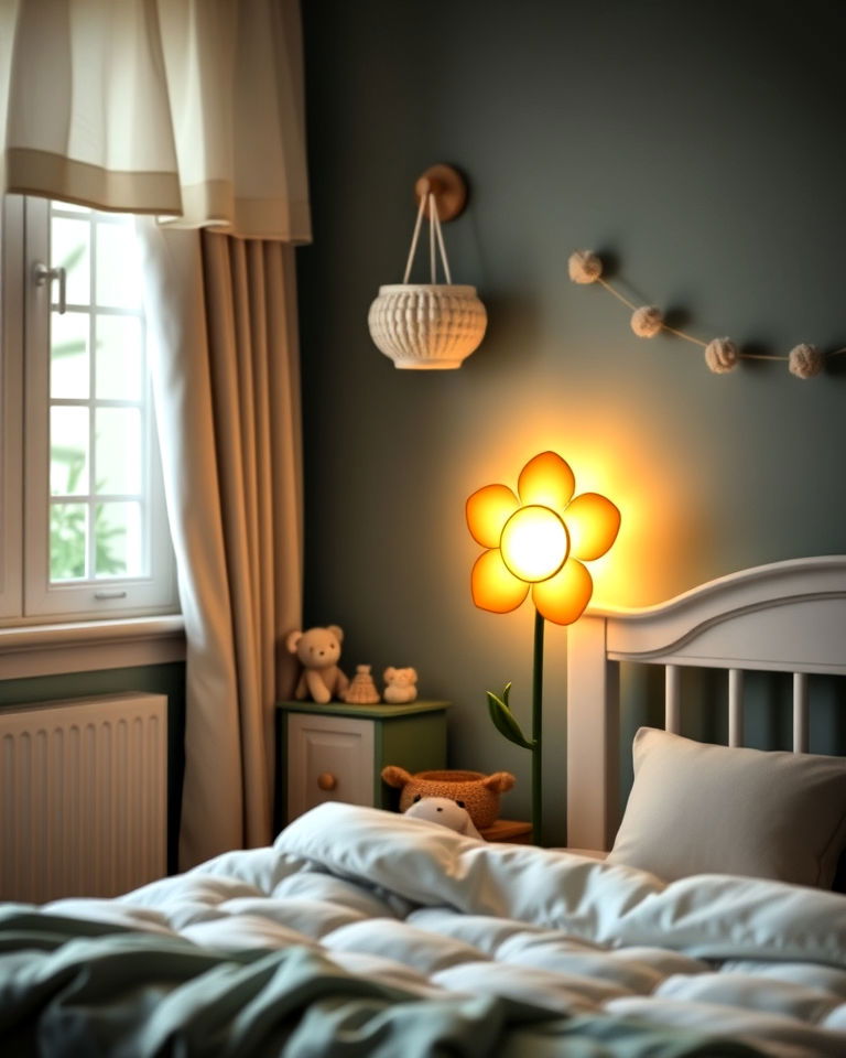 install flower shaped night light - 15 Floral Nursery Ideas
