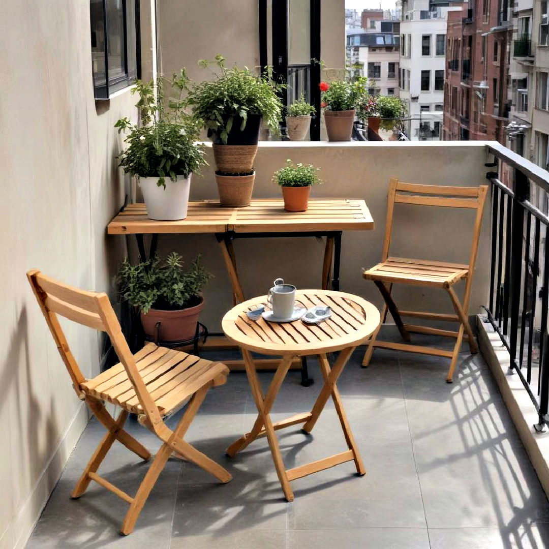 install folding furniture to maximize space - 30 Small Balcony Ideas