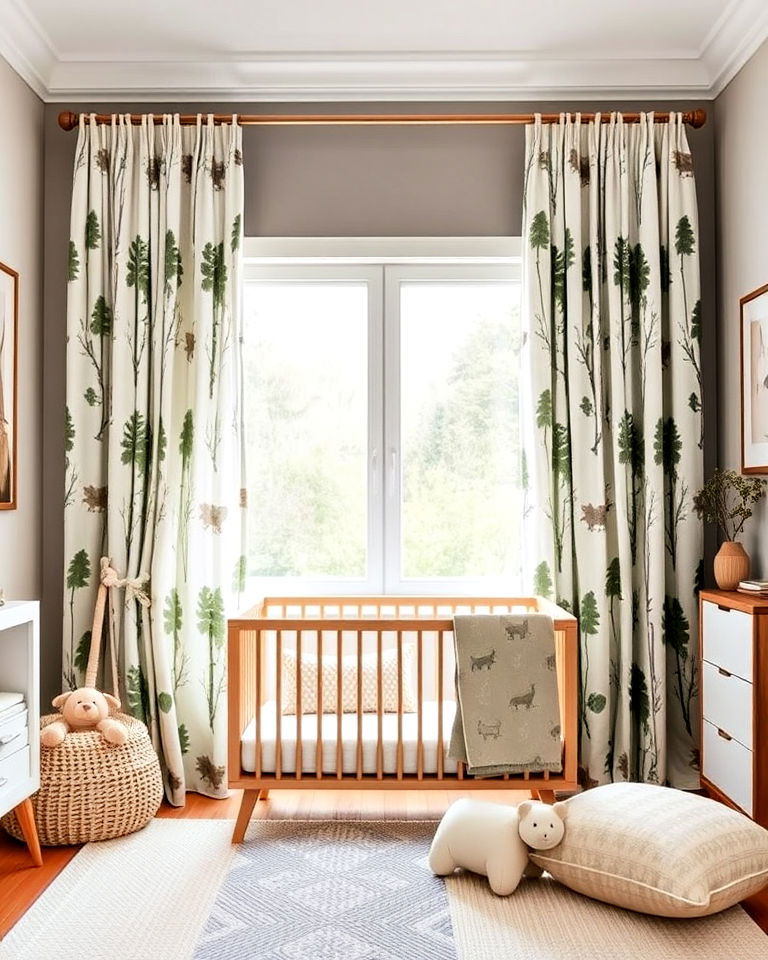 install forest themed curtains - 25 Woodland Nursery Ideas