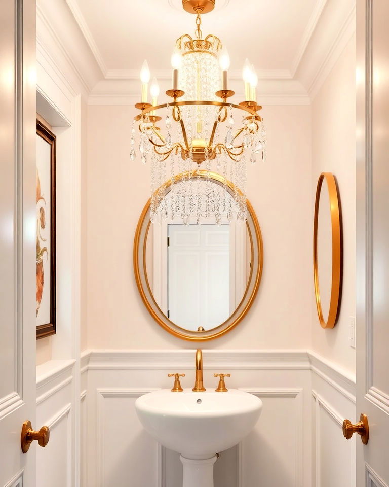 install glamorous chandelier - 20 Luxury Powder Room Ideas