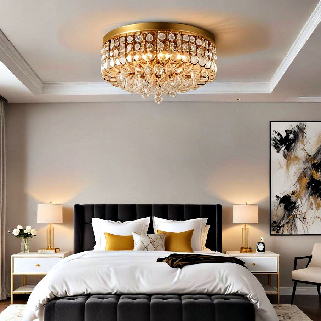 install gold accent ceiling light - 25 Gold Bedroom Ideas