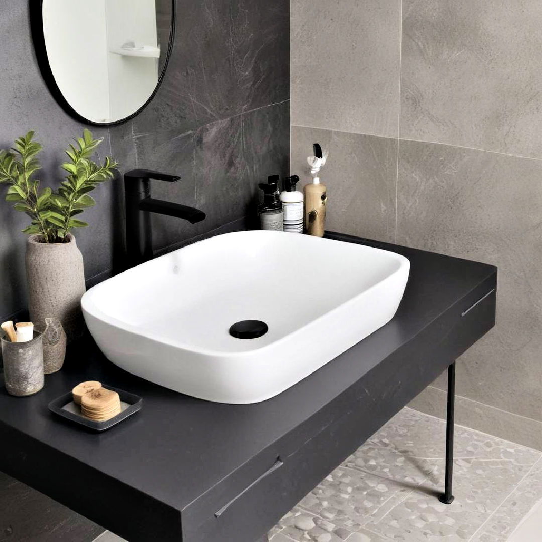 install graphite faucet - 20 Black and Grey Bathroom Ideas