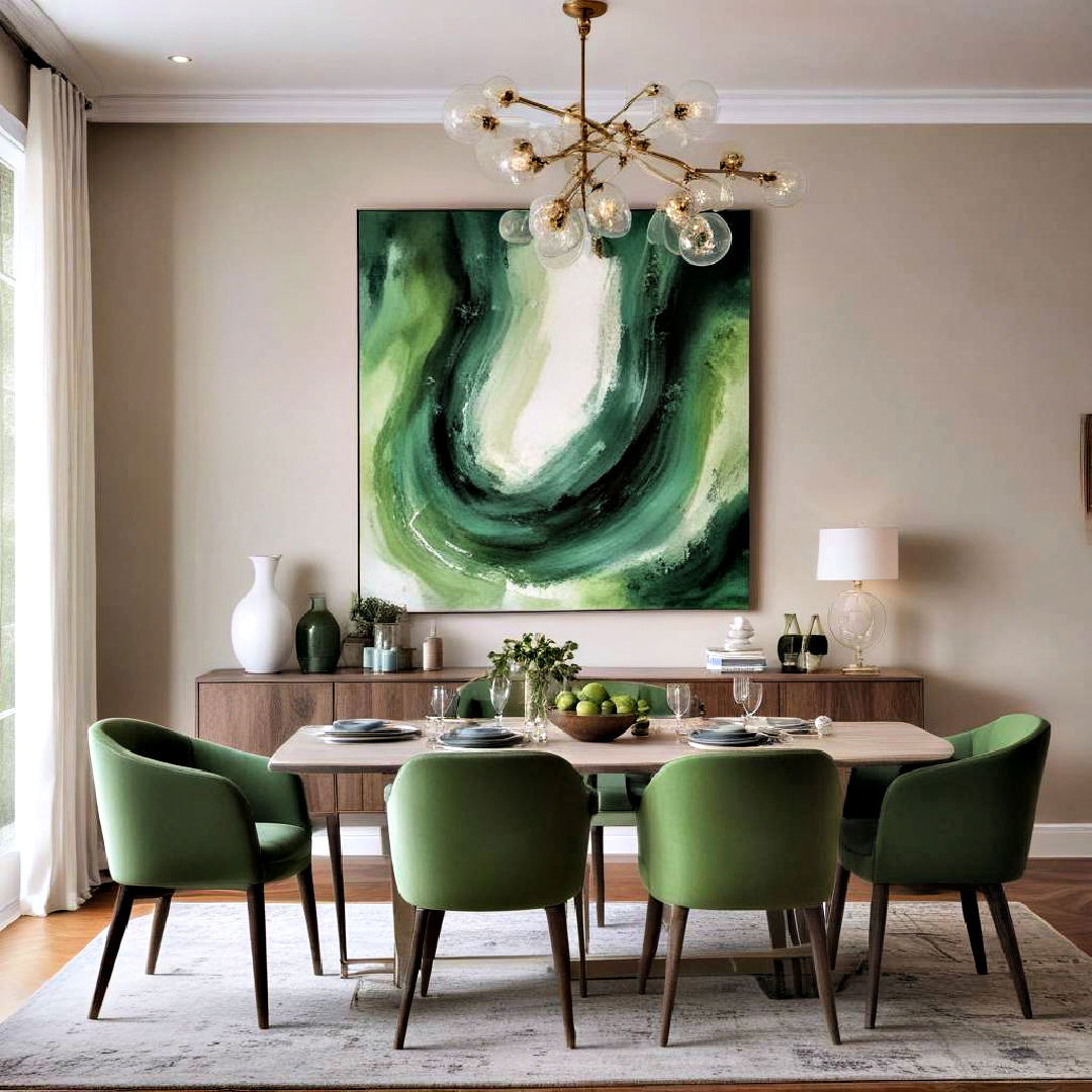 install green artwork - 40 Green Dining Room Ideas