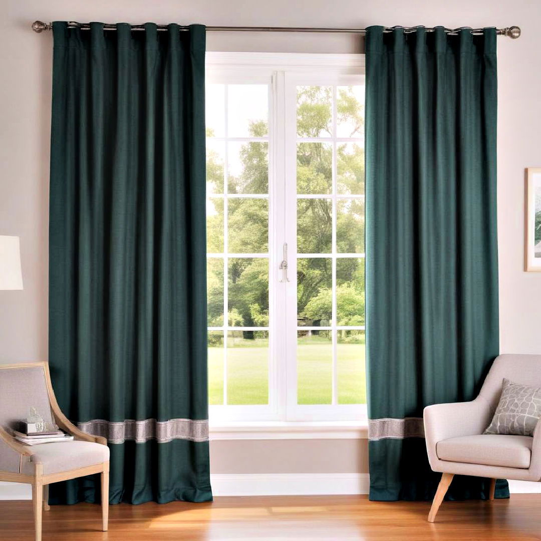 install green curtains with grey trim - 20 Green and Grey Bedroom Ideas