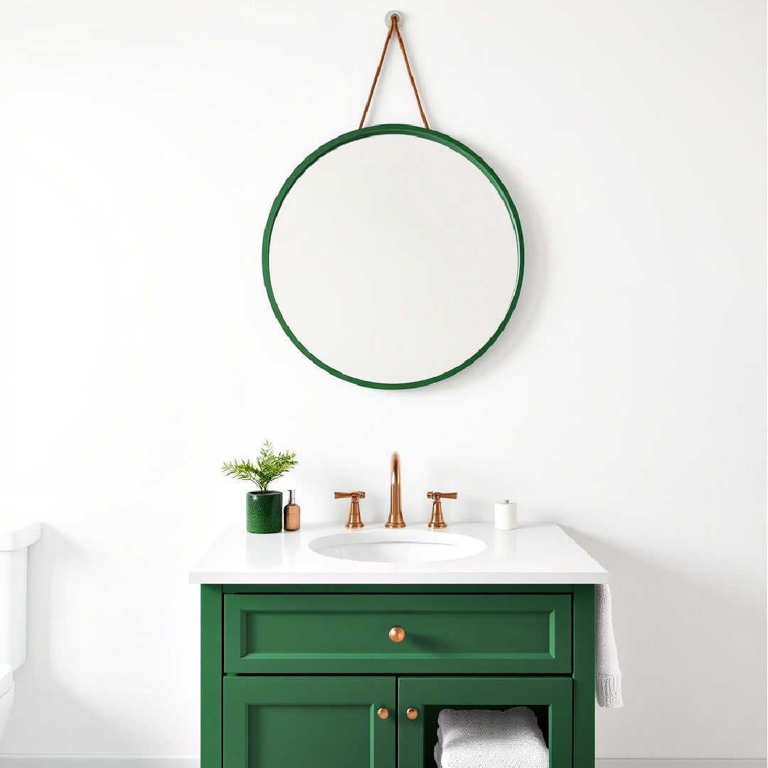 install green framed mirror - 15 Bathroom With Green Vanity