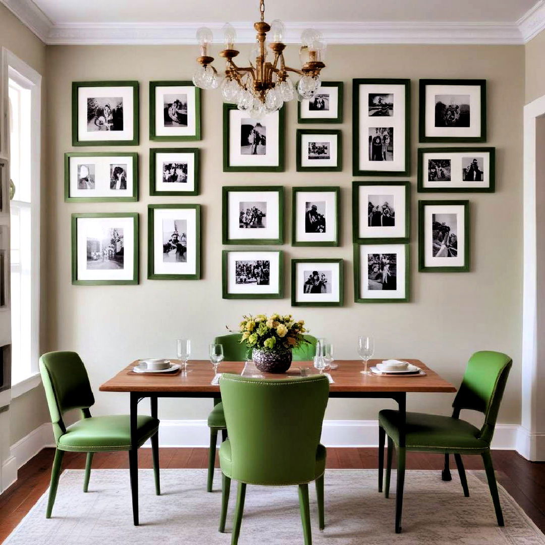 install green frames - 40 Green Dining Room Ideas