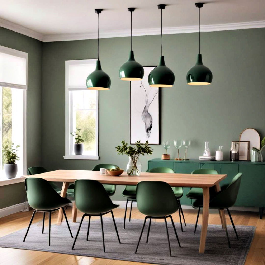 install green pendant lights - 40 Green Dining Room Ideas